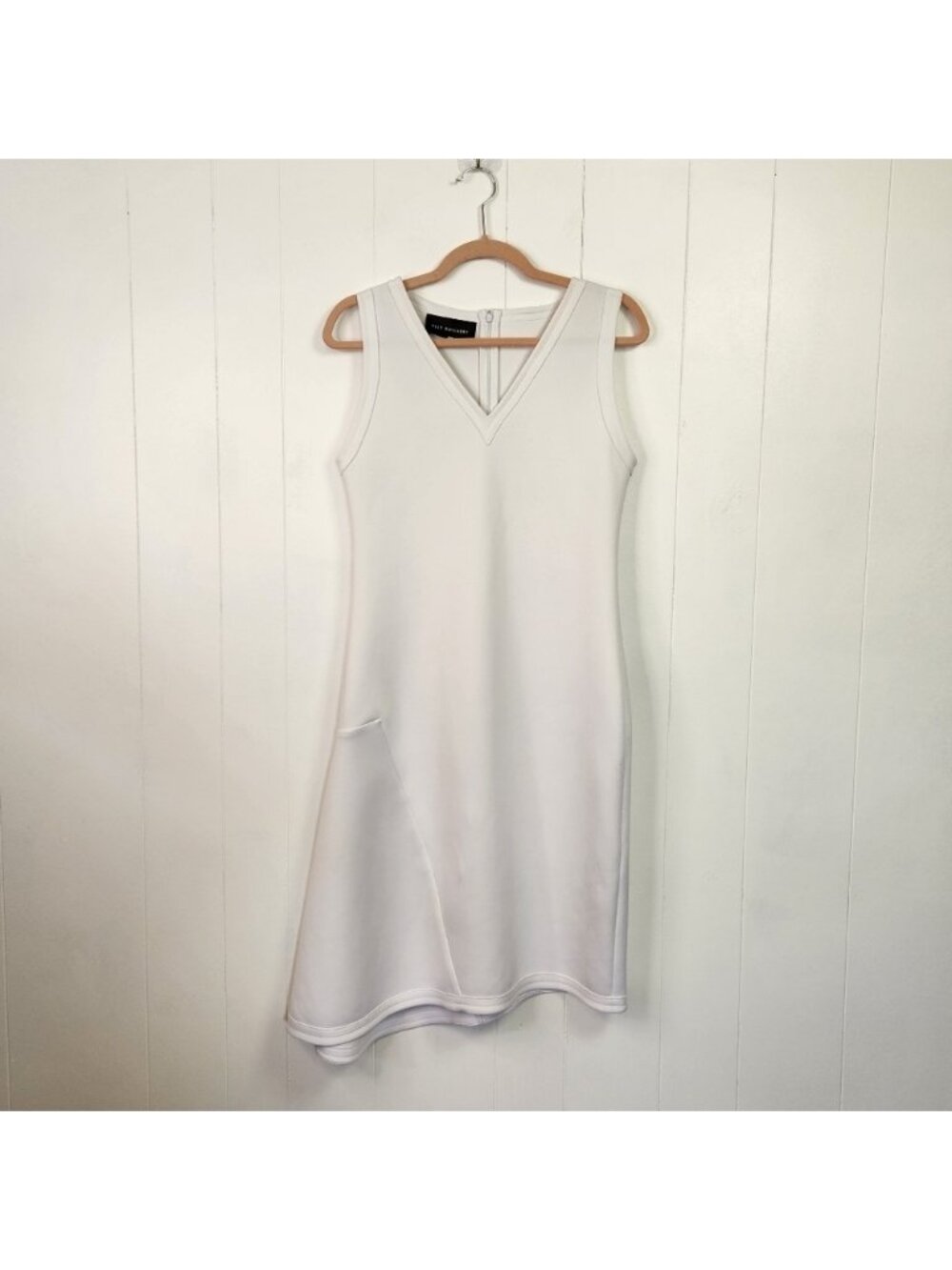 Peet Dullaert Luxury Designer Dress Sleeveless Scuba V-Neck Bridal Size Small